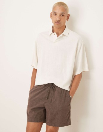 Abercrombie & Fitch 6 inch breezy drawstring shorts in brown