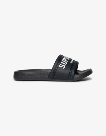 Superdry City luxe pool sliders in ebony