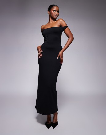 Missyempire double layered slinky twist detail open back maxi dress in black