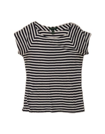 Vintage Ralph Lauren Blouse Top UK 14 Large In White Striped