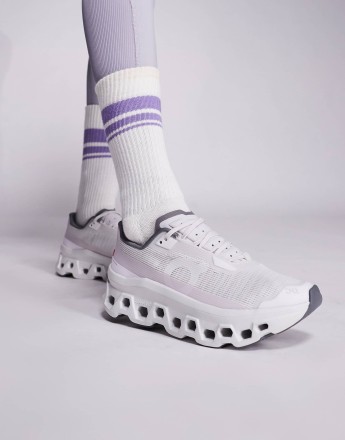 ON Cloudmonster Void running trainers in grey and pink