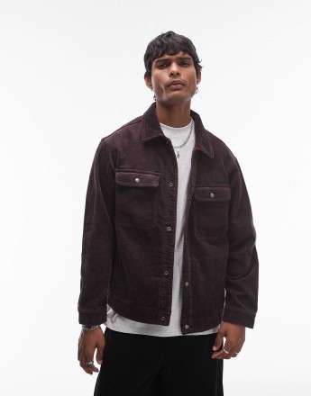 AllSaints Castleford cord jacket in deep purple