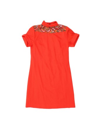 Vintage A-line Dress UK 12 Medium In Red Paisley