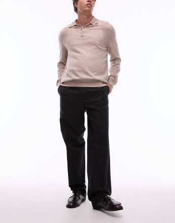 ARKET relaxed leg  tailored trousers with front press in navy blue