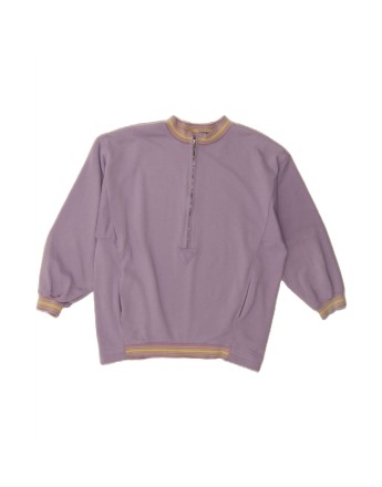 Vintage Zip Neck Sweatshirt Jumper UK 16 Large In Purple