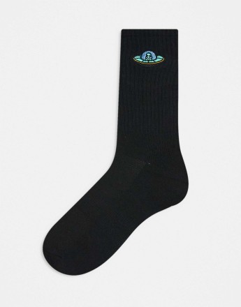 Santa Cruz UFO embroidered socks in black