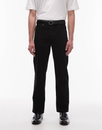 Topman rigid straight jean in black