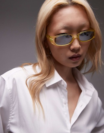 Topshop Ibiza slim racer wrap sunglasses in green