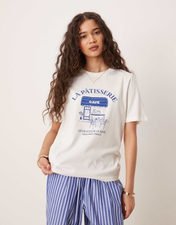 Mango la patisserie printed t-shirt in white