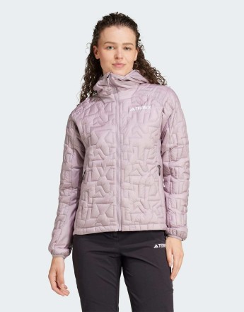 adidas Terrex xperior primaloft loose fill insulated hooded jacket in preloved fig