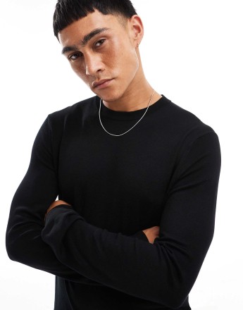 ONLY & SONS crew neck jumper in black