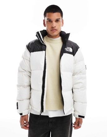 The North Face Retro Nuptse tiger print puffer jacket in off white