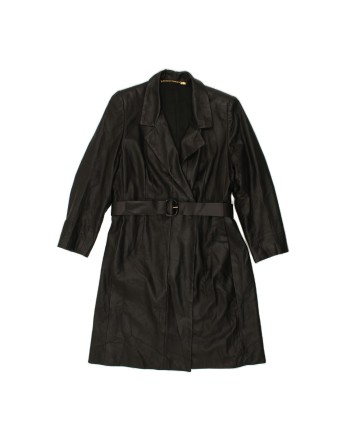 Vintage Leather Coat UK 16 Large In Black