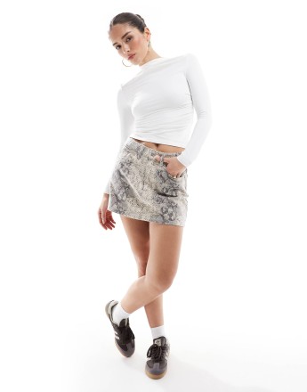 Cotton On Original denim mini skirt in brown