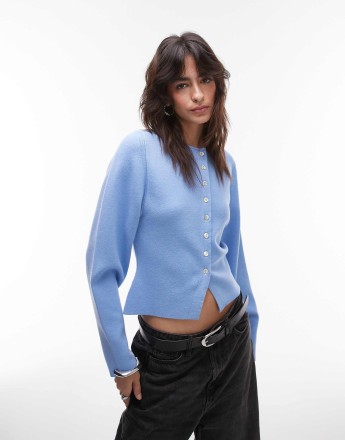 Topshop compact knitted cardigan in light blue
