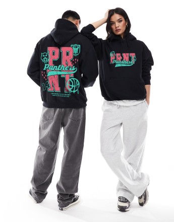 PRNT Prnt panthers front and back print classic hoodie in black
