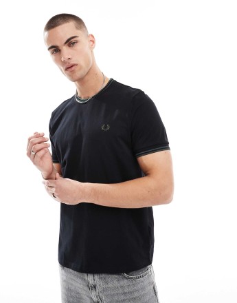 Fred Perry twin tipped t-shirt in black and green