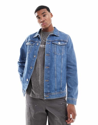 JJ Rebel denim jacket in mid blue wash