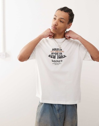 Timberland Born In graphic oversized t-shirt in white