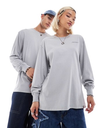 Dickies plentywood long sleeved t-shirt in washed grey