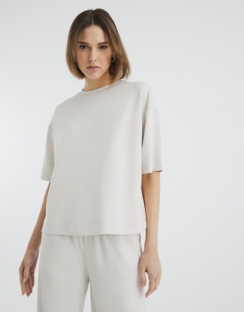 River Island boxy clean tee in cream