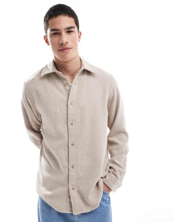 Jack & Jones brushed texture shirt in beige