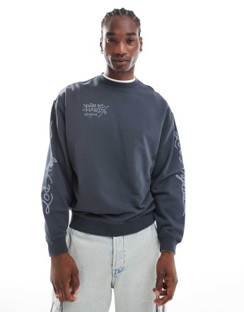 Ed Hardy relaxed skull sweatshirt in charcoal