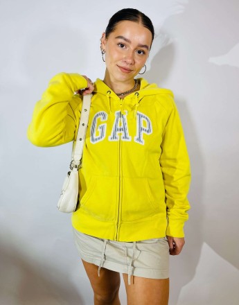 Vintage Size L Gap Zip Hoodie in Yellow