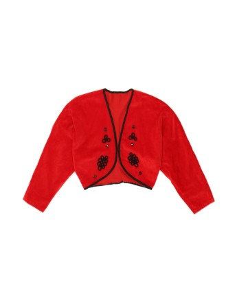 Vintage Long Sleeve Bolero Top UK 12 Medium In Red