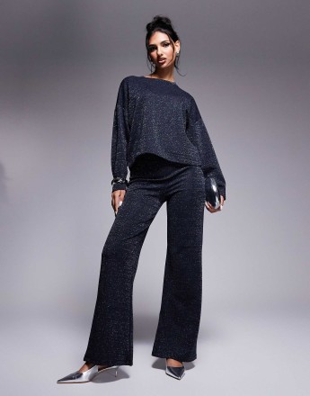 River Island wide leg loose trouser co-ord in blue