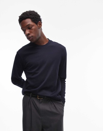 Mango long sleeve t-shirt in navy