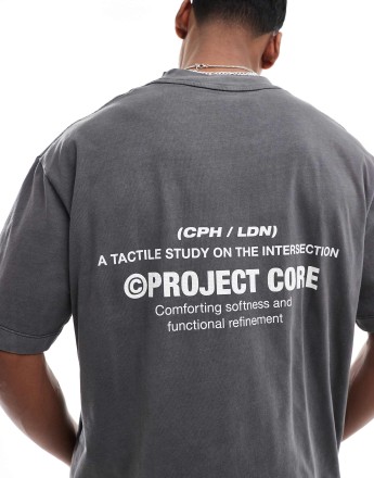 Jack & Jones super oversized t-shirt with project core print in washed grey