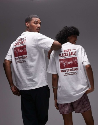 Dickies slacks rally graphic back print t-shirt in white
