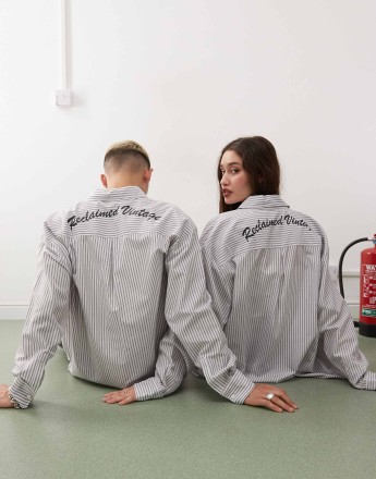 Reclaimed Vintage unisex oversized stripe shirt with back logo