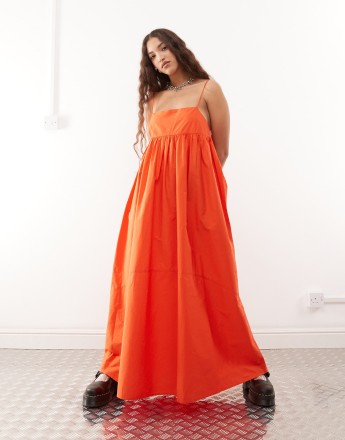 COLLUSION cami woven maxi dress in red