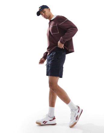 BOSS Orange Sal tab belt nylon tech cargo shorts in navy