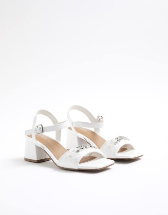 River Island Snaffle block heel sandals in white