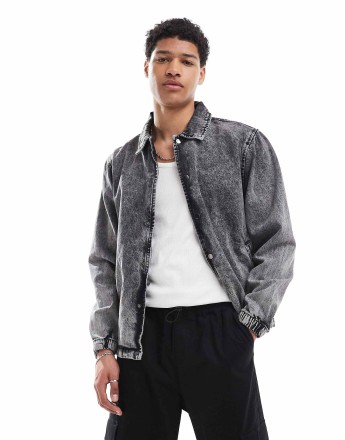 Brave Soul Denim coach style jacket in grey