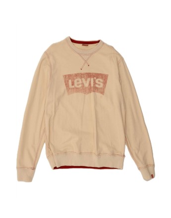 Vintage Levi's Graphic Sweatshirt Jumper Large In Beige