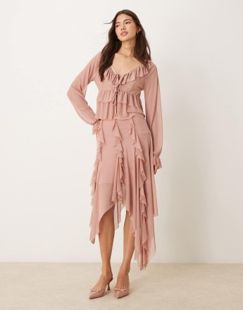 Miss Selfridge hanky hem skirt in blush
