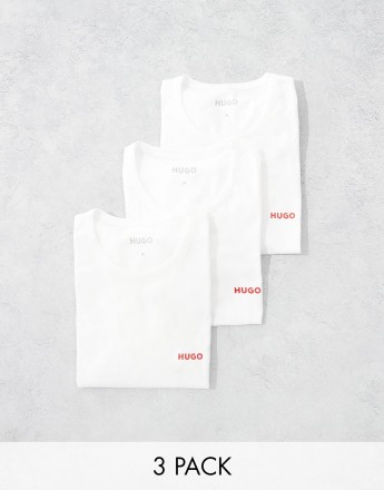 HUGO Bodywear 3 pack t-shirt in white