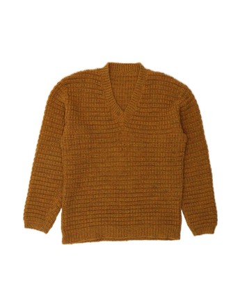 Vintage V-neck Jumper Sweater UK 14 Medium In Brown