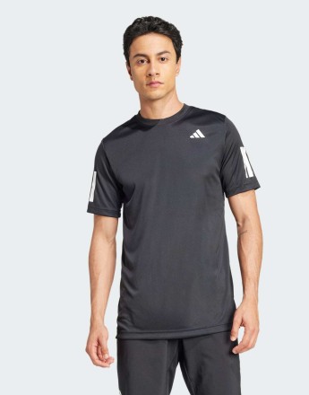 adidas performance Club tennis climacool 3-stripes tee in black