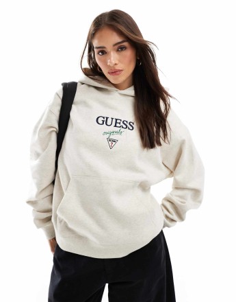Guess Originals heather baker logo hoodie in grey
