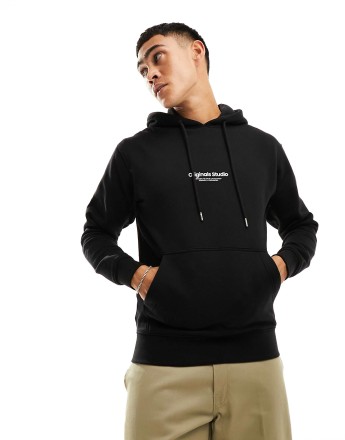 Jack & Jones oversized hoodie with originals logo in black
