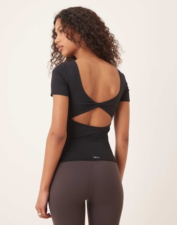 Tala DayFlex built-in support twist back full length t-shirt in black