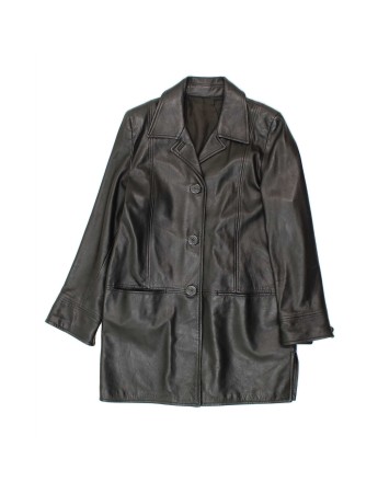 Vintage Leather Coat UK 14 Medium In Black