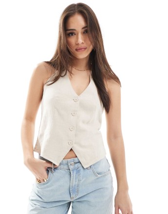 Hollister halterneck wasit coat top in oatmeal
