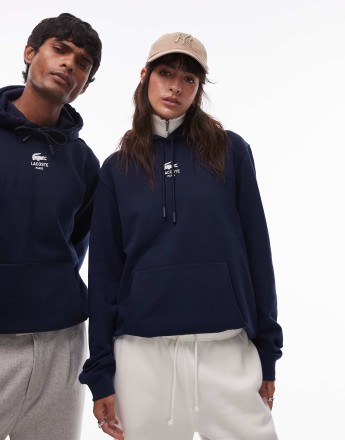 Lacoste front logo hoodie in navy