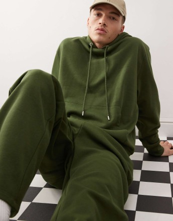 COLLUSION hoodie in khaki co-ord